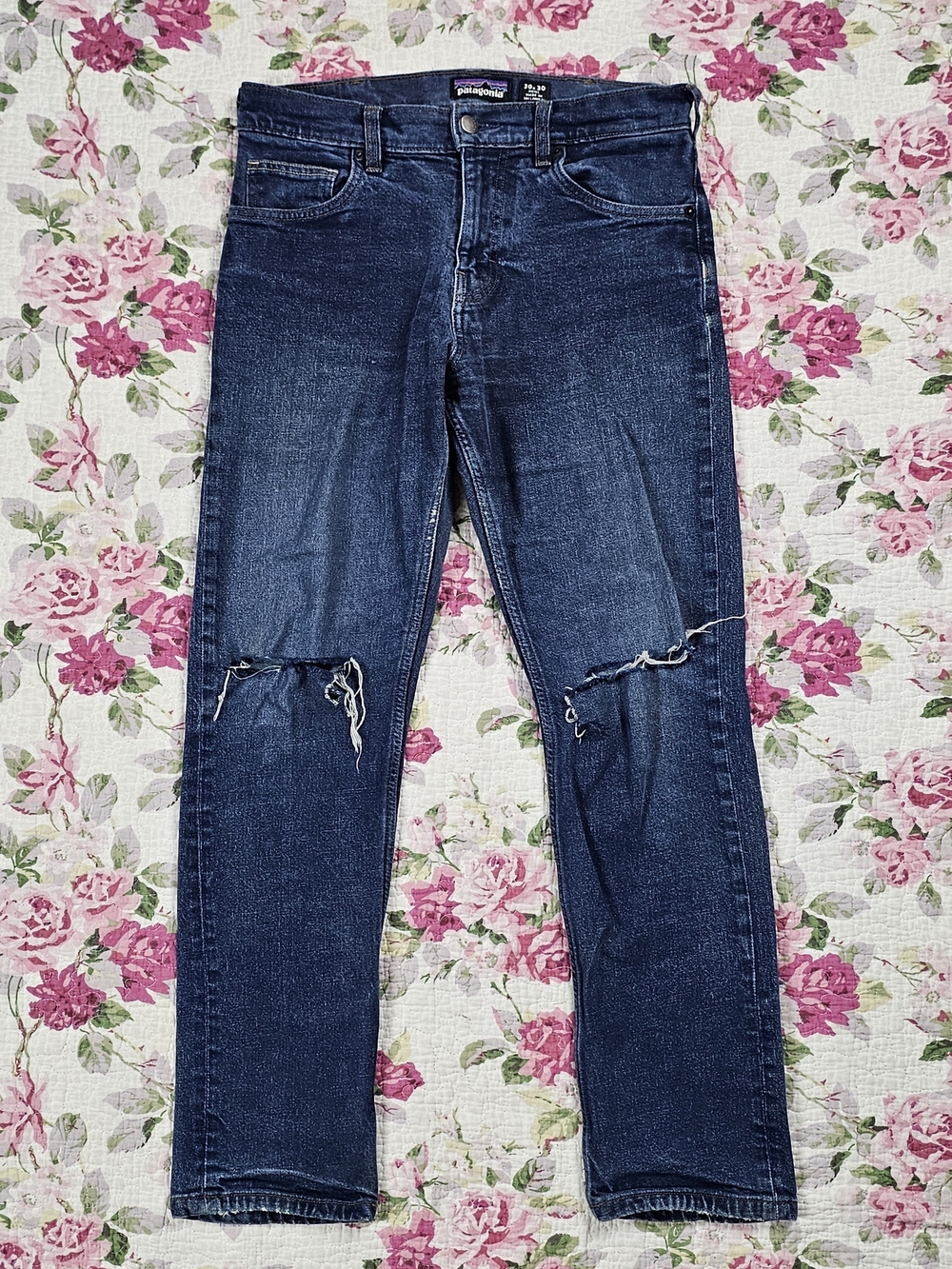 Patagonia Men’s Blue Denim Skinny Slim Fit Distressed 5-Pocket Jeans 30×28